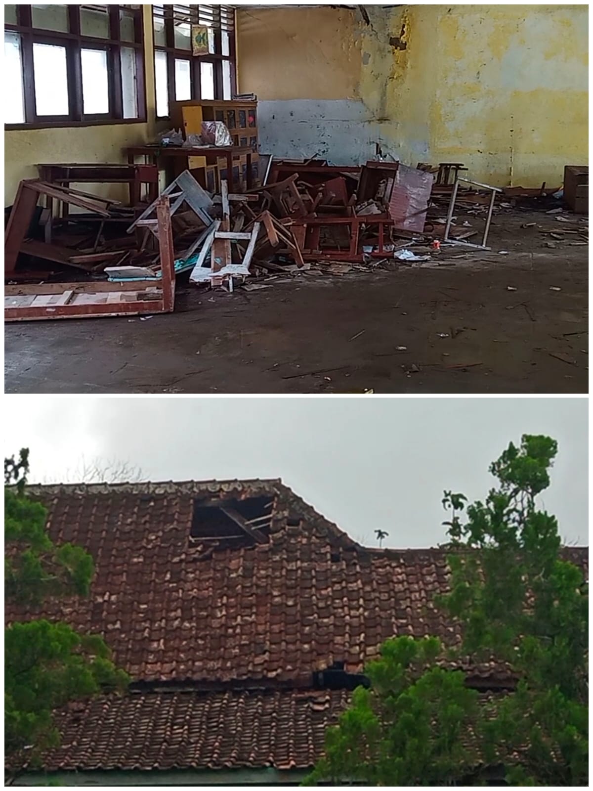 Atap Beberapa Ruangan SMPN 1 Jampang Tengah Rusak, Peserta Didik Keluhkan Aktivitas Belajar Mengajar Terganggu