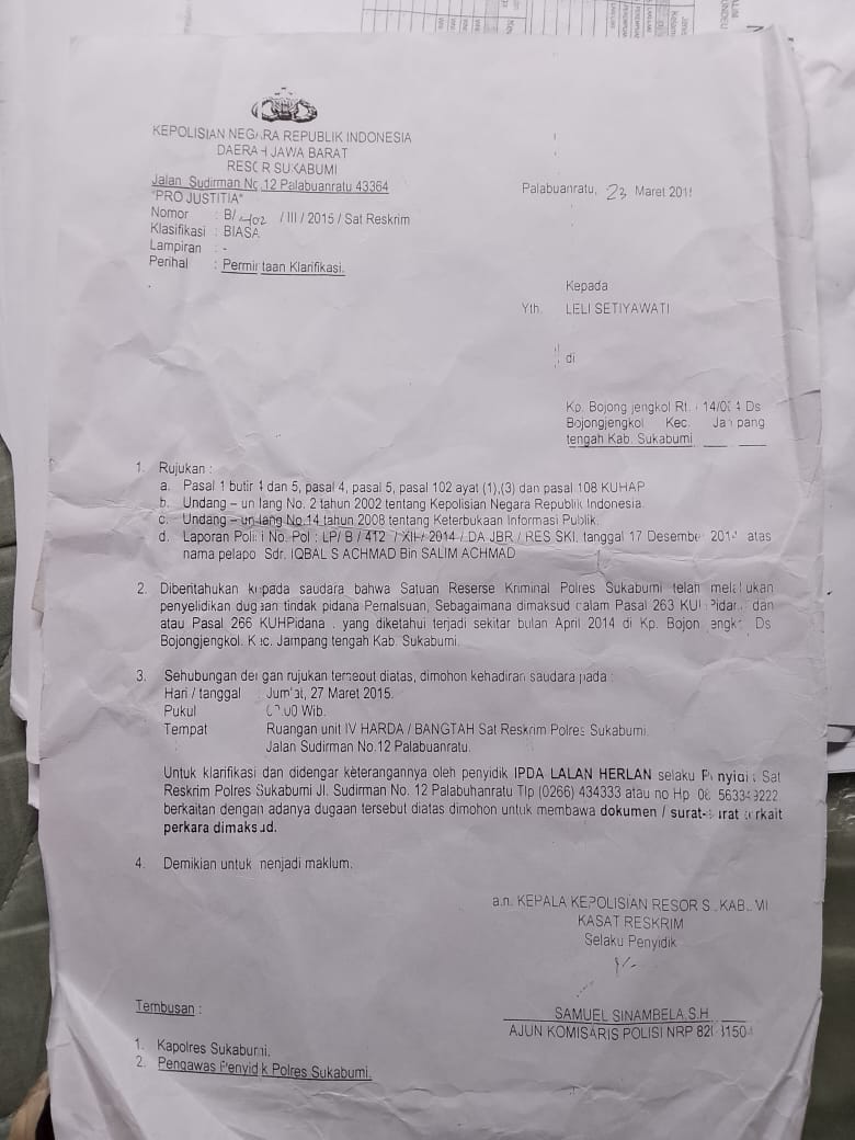 Fakta Lain Dibalik Mandeknya Laporan di Polres Sukabumi, Ada Apa?