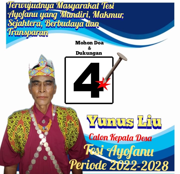 Visi Misi Milenial Calon Kepala Desa Tesi Ayofanu Nomor Urut 4, Menuju Desa Mandiri, Makmur Berbudaya dan Transparan